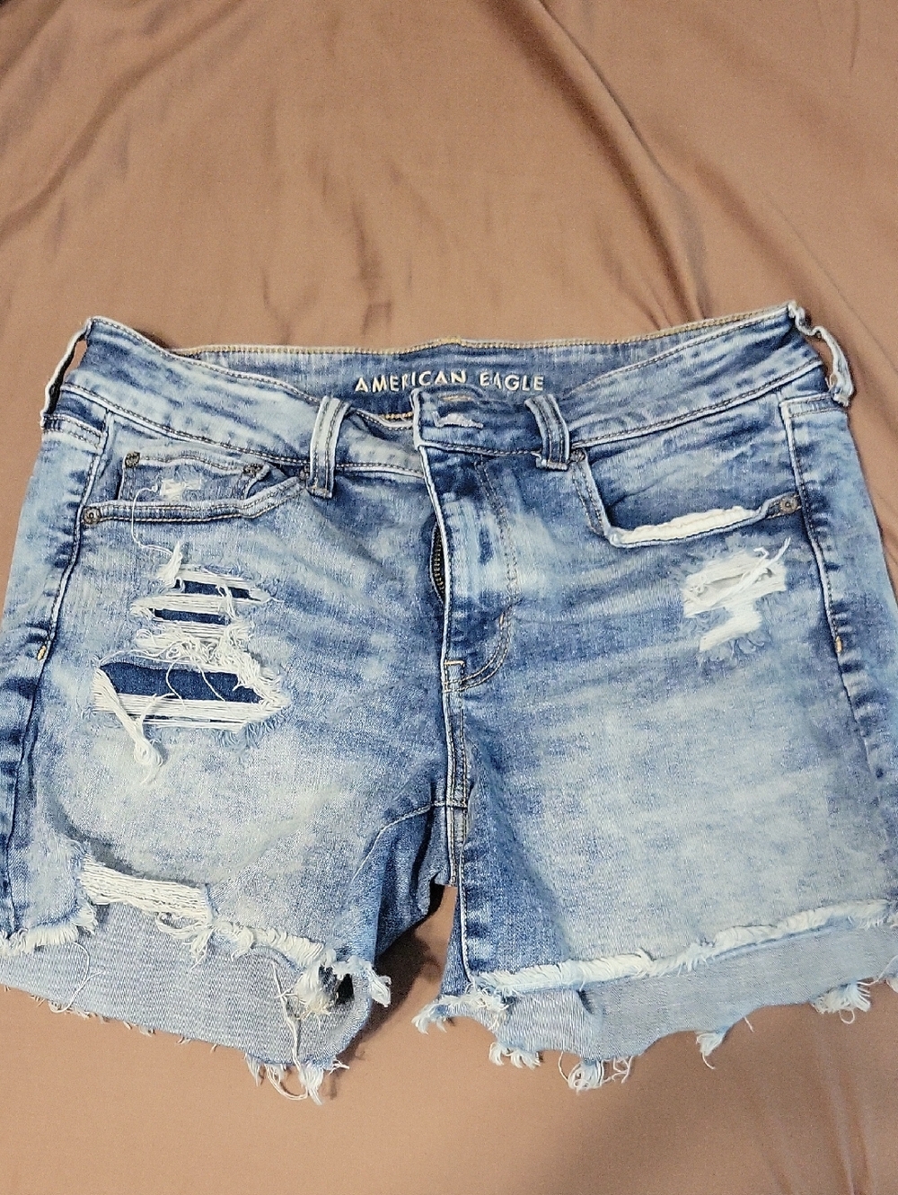 American Eagle Outfitters Light Blue Ripped Denim Shorts
